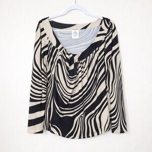 Vintage Versace Jeans Couture Zebra Print Womens L Top Slinky Y2K Ittiere Draped